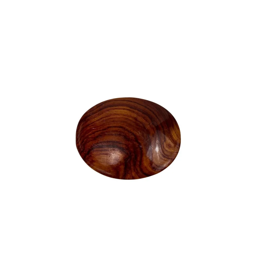 Vintage Oval Polished Wood Belt Buckle Natural Grain Boho Western